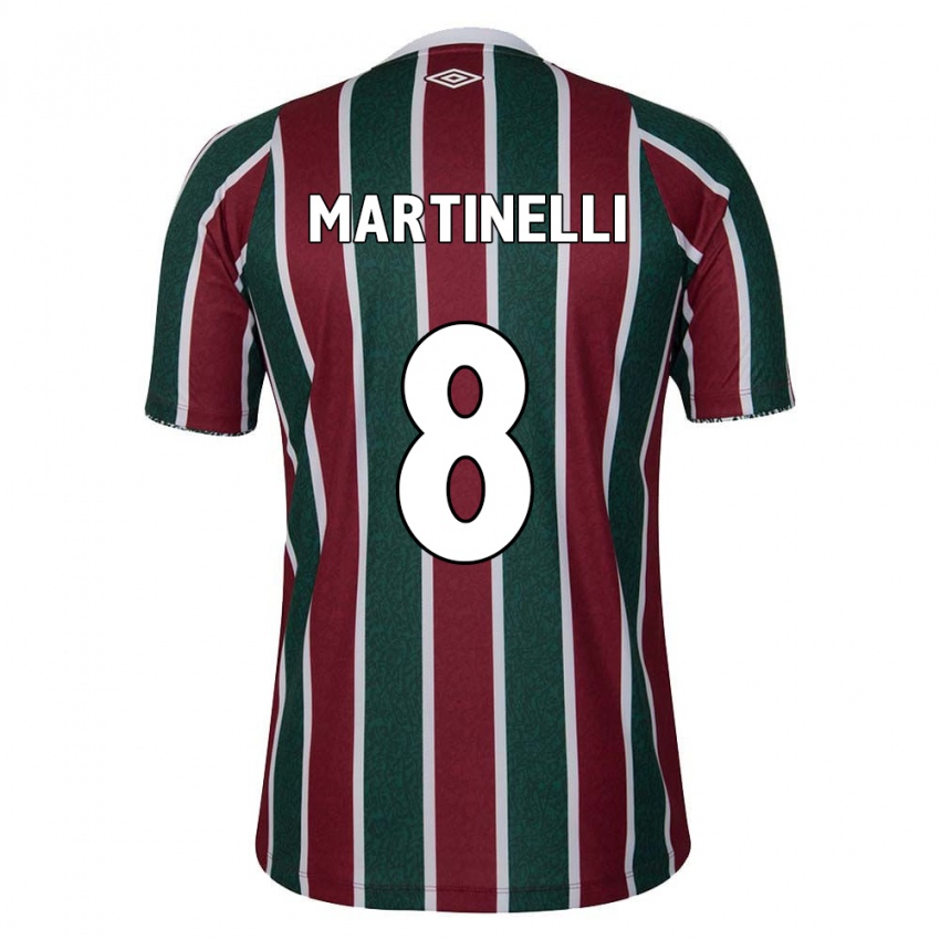 Criança Camisola Martinelli #8 Verde Castanho Branco Principal 2024/25 Camisa Brasil