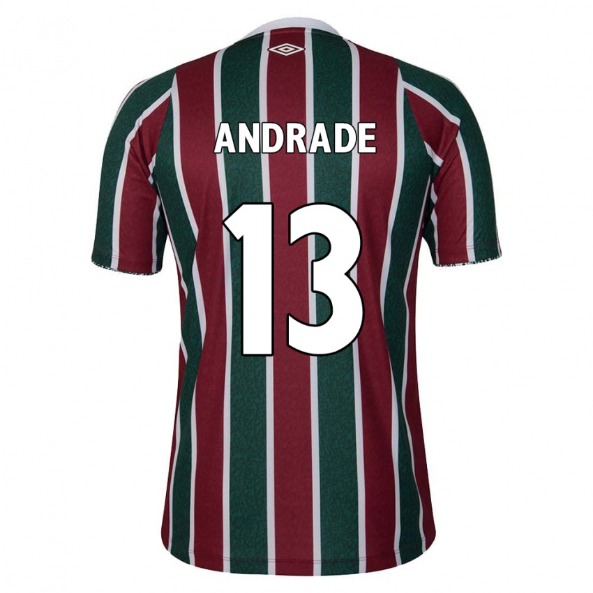 Criança Camisola Felipe Andrade #13 Verde Castanho Branco Principal 2024/25 Camisa Brasil