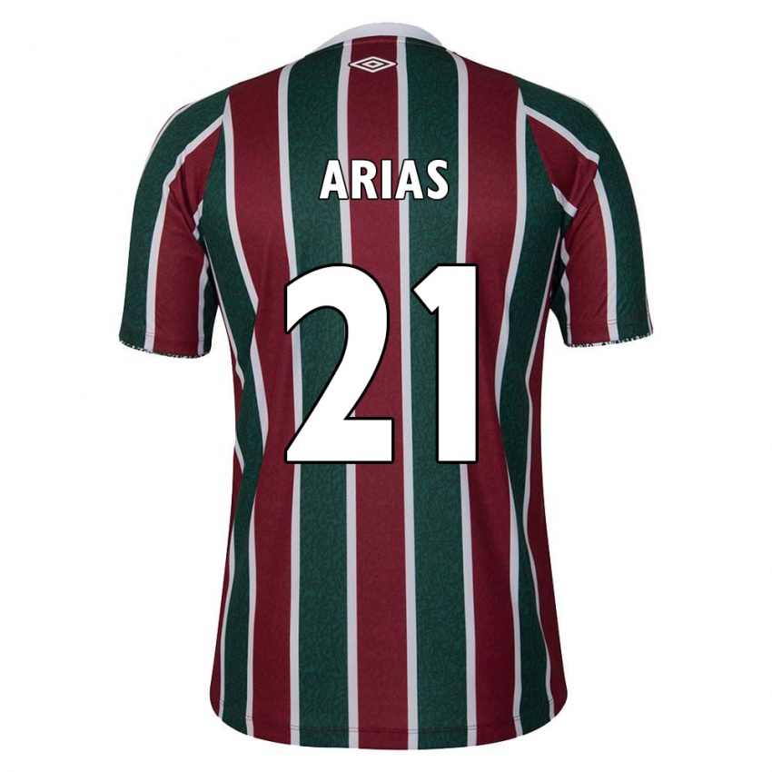 Criança Camisola Jhon Arias #21 Verde Castanho Branco Principal 2024/25 Camisa Brasil