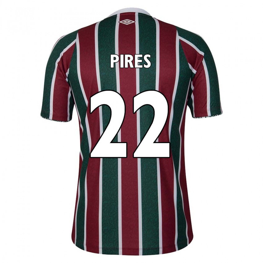 Criança Camisola Gabriel Pires #22 Verde Castanho Branco Principal 2024/25 Camisa Brasil