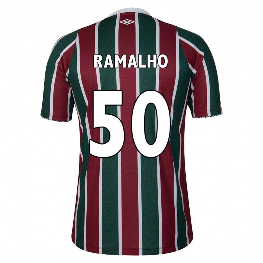 Criança Camisola Gustavo Ramalho #50 Verde Castanho Branco Principal 2024/25 Camisa Brasil