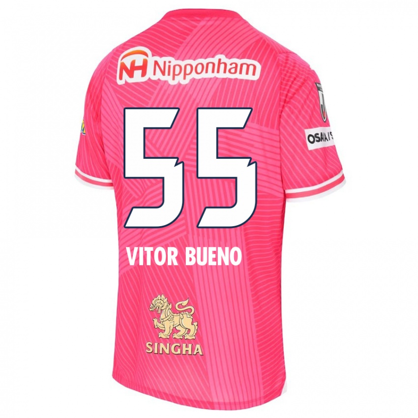 Criança Camisola Vitor Bueno #55 Rosa Branco Principal 2024/25 Camisa Brasil