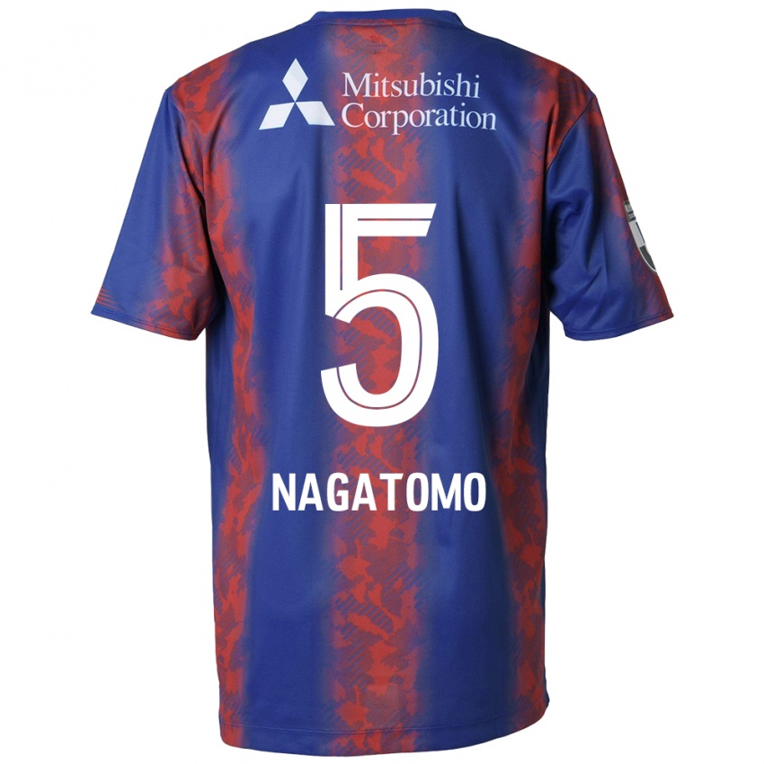 Criança Camisola Yuto Nagatomo #5 Azul Vermelho Principal 2024/25 Camisa Brasil