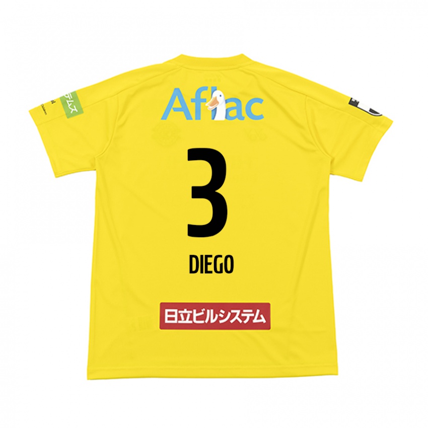 Criança Camisola Diego #3 Amarelo Preto Principal 2024/25 Camisa Brasil