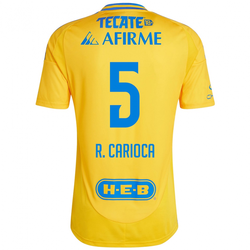 Criança Camisola Rafael Carioca #5 Ouro Amarelo Principal 2024/25 Camisa Brasil