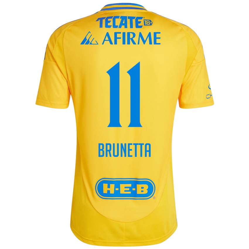 Criança Camisola Juan Brunetta #11 Ouro Amarelo Principal 2024/25 Camisa Brasil