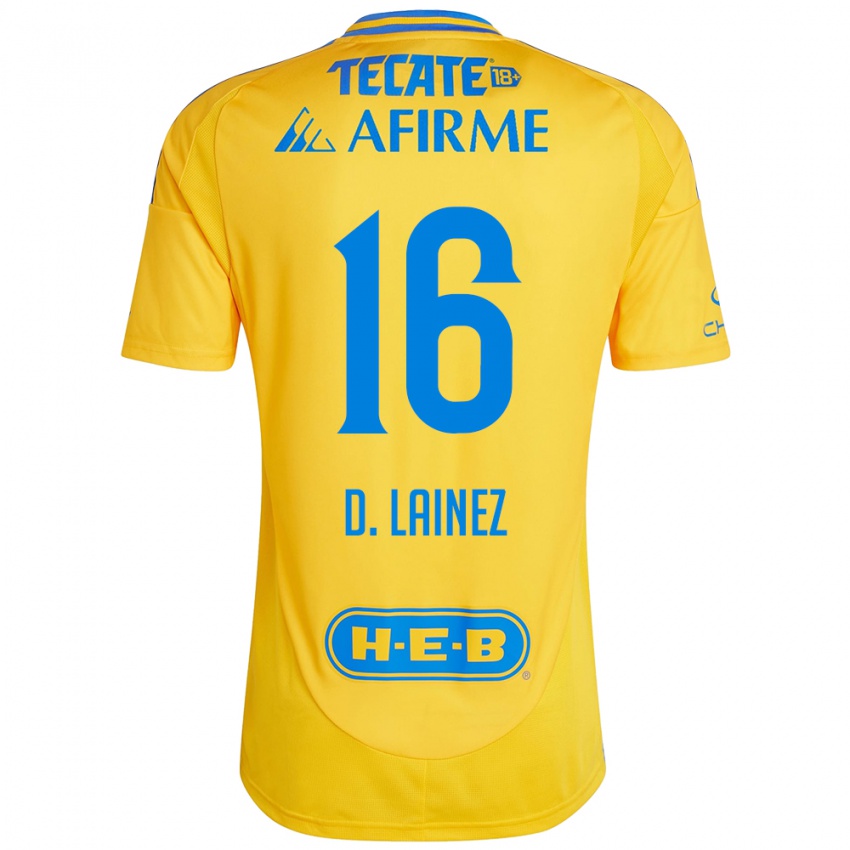 Criança Camisola Diego Lainez #16 Ouro Amarelo Principal 2024/25 Camisa Brasil