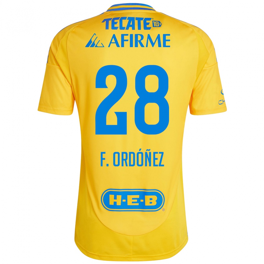 Criança Camisola Fernando Ordóñez #28 Ouro Amarelo Principal 2024/25 Camisa Brasil