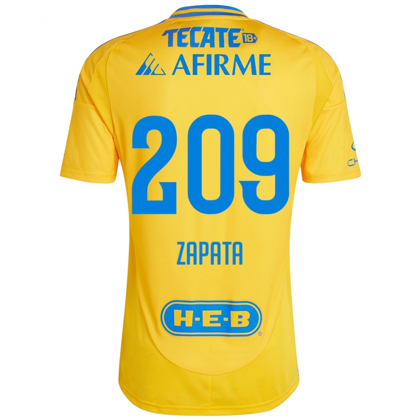 Criança Camisola Jorge Zapata #209 Ouro Amarelo Principal 2024/25 Camisa Brasil