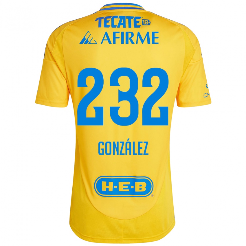 Criança Camisola César González #232 Ouro Amarelo Principal 2024/25 Camisa Brasil