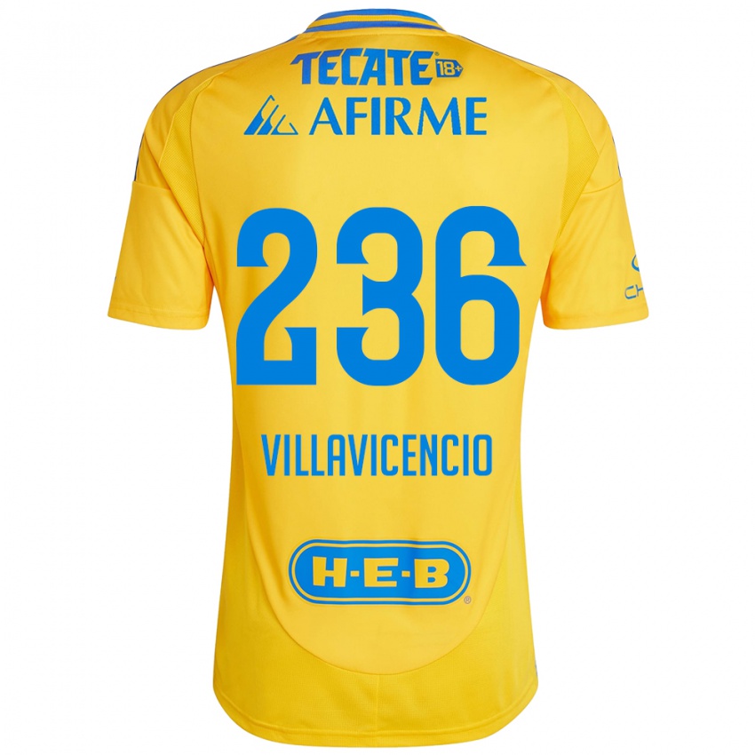 Criança Camisola Edgar Villavicencio #236 Ouro Amarelo Principal 2024/25 Camisa Brasil