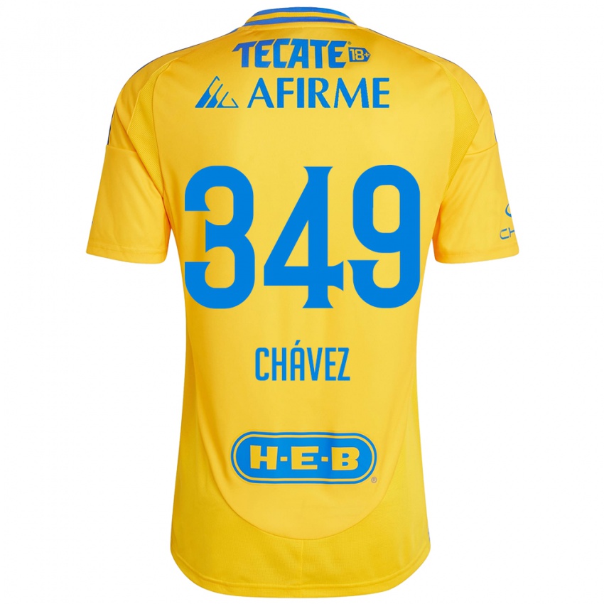 Criança Camisola Jorge Chávez #349 Ouro Amarelo Principal 2024/25 Camisa Brasil