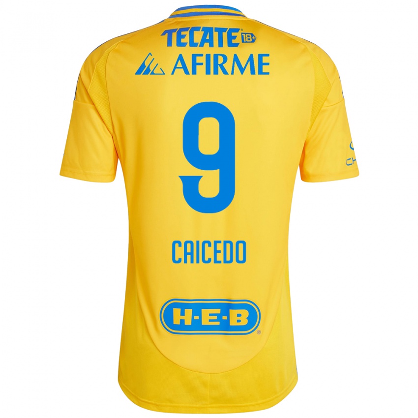 Criança Camisola Jordy Caicedo #9 Ouro Amarelo Principal 2024/25 Camisa Brasil