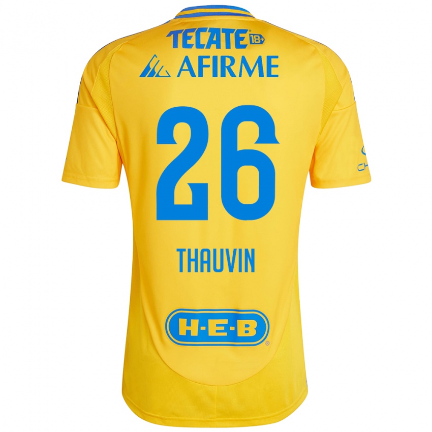 Criança Camisola Florian Thauvin #26 Ouro Amarelo Principal 2024/25 Camisa Brasil