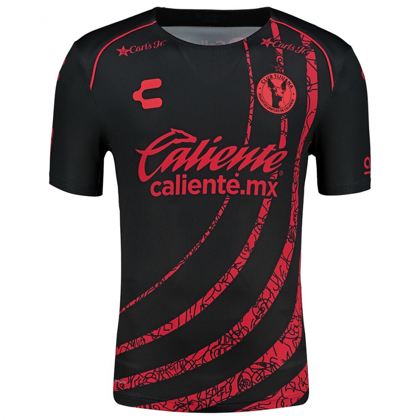 Criança Camisola Aarón Mejía #18 Preto Vermelho Principal 2024/25 Camisa Brasil