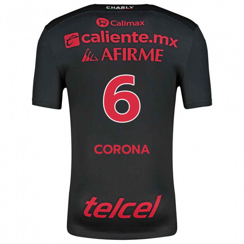 Criança Camisola Joe Corona #6 Preto Vermelho Principal 2024/25 Camisa Brasil