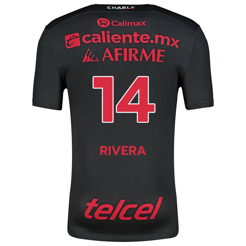 Criança Camisola Christian Rivera #14 Preto Vermelho Principal 2024/25 Camisa Brasil