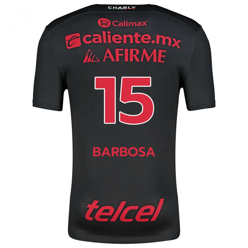 Criança Camisola Diego Barbosa #15 Preto Vermelho Principal 2024/25 Camisa Brasil