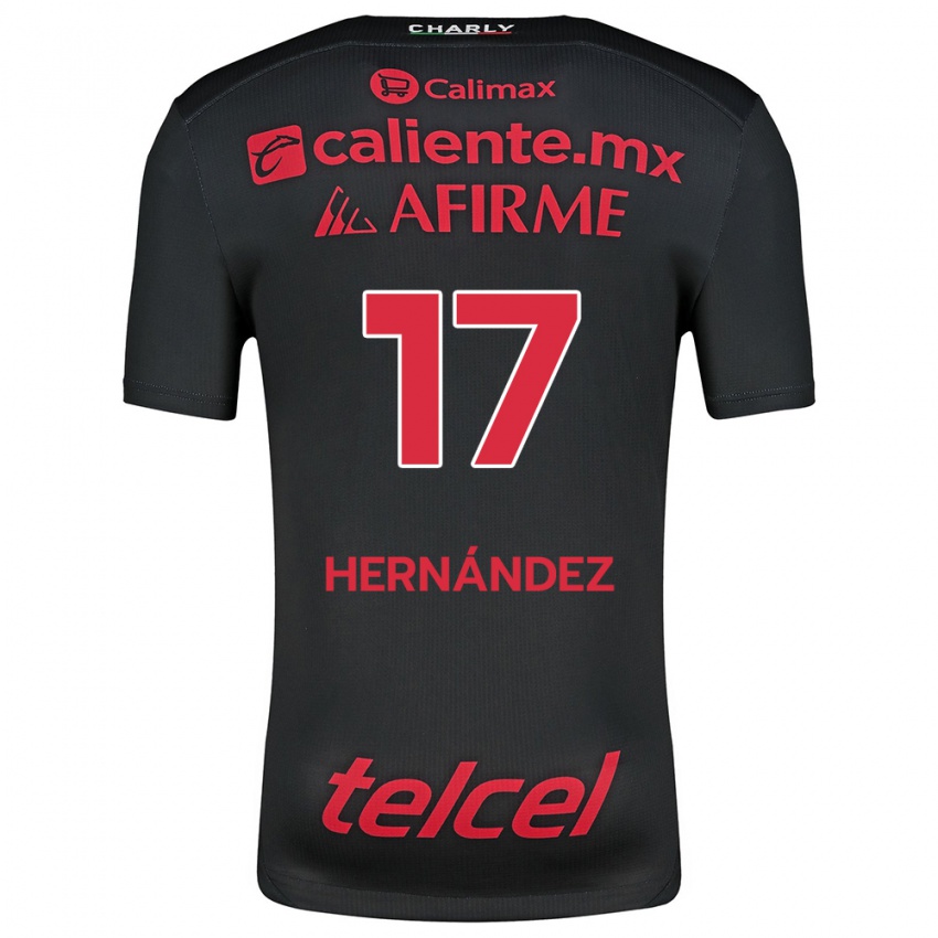 Criança Camisola Rubén Hernández #17 Preto Vermelho Principal 2024/25 Camisa Brasil