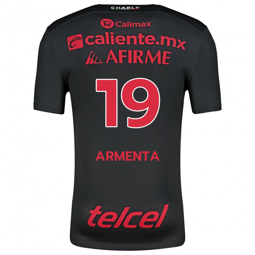 Criança Camisola Eduardo Armenta #19 Preto Vermelho Principal 2024/25 Camisa Brasil