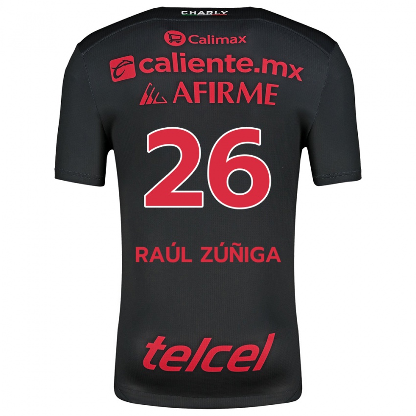 Criança Camisola José Raúl Zúñiga #26 Preto Vermelho Principal 2024/25 Camisa Brasil