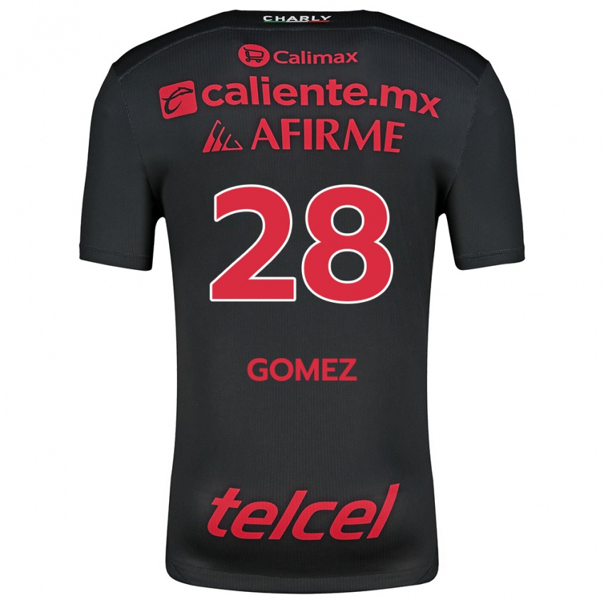 Criança Camisola Alejandro Gómez #28 Preto Vermelho Principal 2024/25 Camisa Brasil