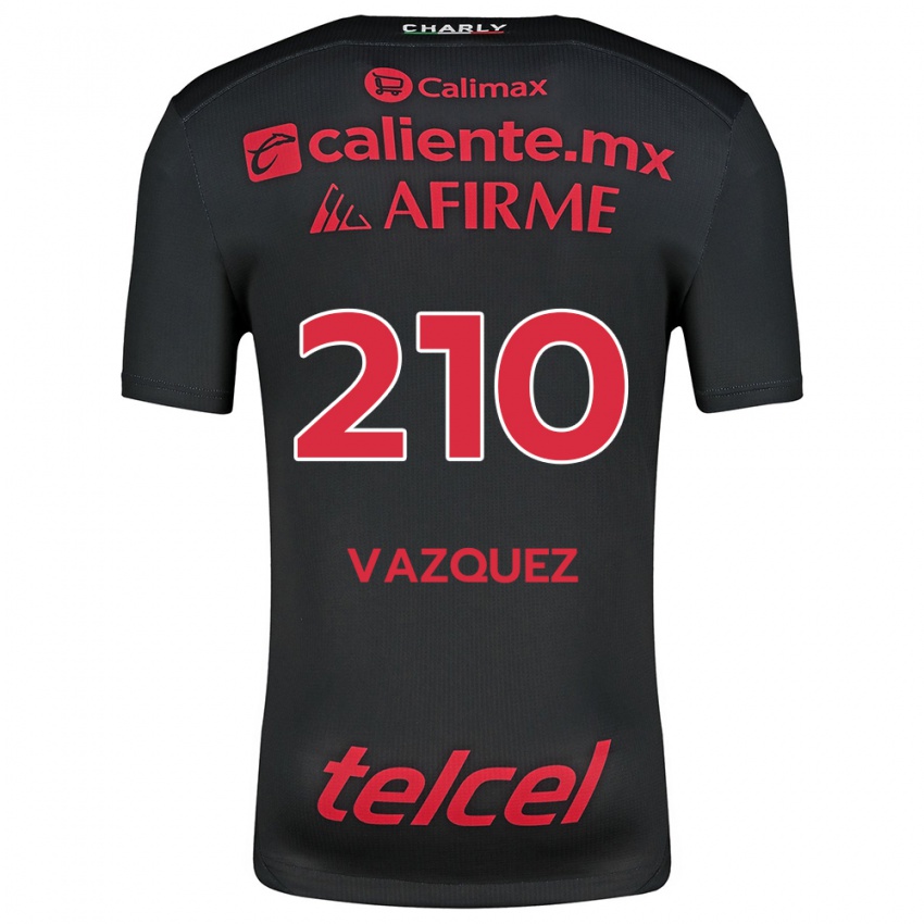 Criança Camisola Daniel Vázquez #210 Preto Vermelho Principal 2024/25 Camisa Brasil