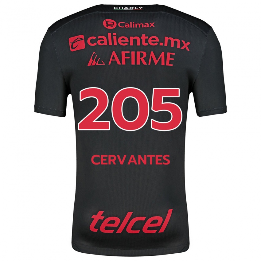 Criança Camisola Sebastián Cervantes #205 Preto Vermelho Principal 2024/25 Camisa Brasil