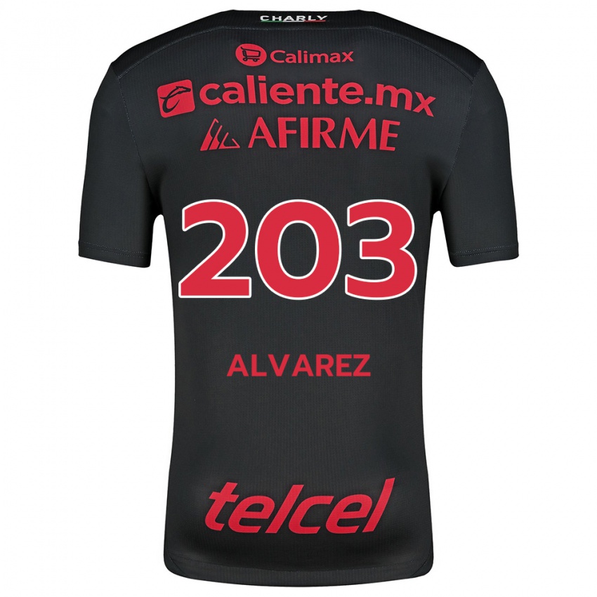 Criança Camisola Jaime Álvarez #203 Preto Vermelho Principal 2024/25 Camisa Brasil