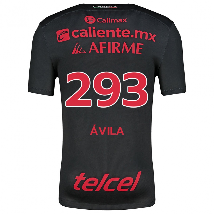 Criança Camisola Daniel Ávila #293 Preto Vermelho Principal 2024/25 Camisa Brasil