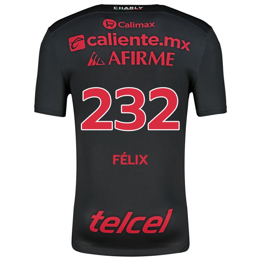 Criança Camisola Erick Félix #232 Preto Vermelho Principal 2024/25 Camisa Brasil