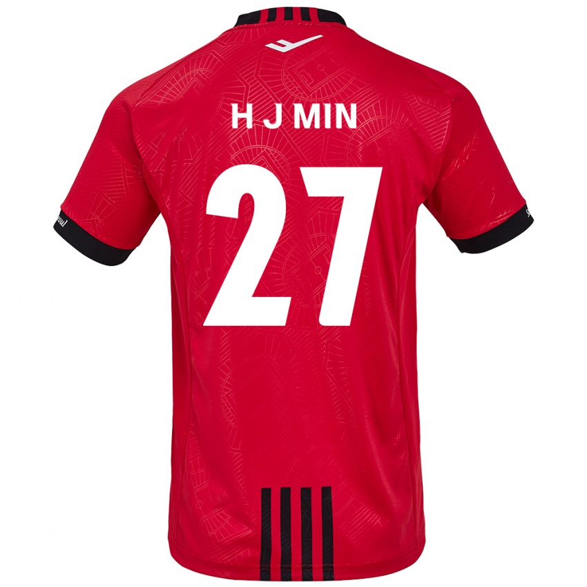 Criança Camisola Ji-Hoon Min #27 Vermelho Preto Principal 2024/25 Camisa Brasil