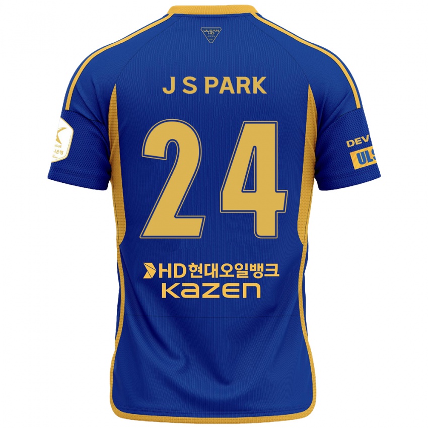 Criança Camisola Sang-Jun Park #24 Azul Amarelo Principal 2024/25 Camisa Brasil