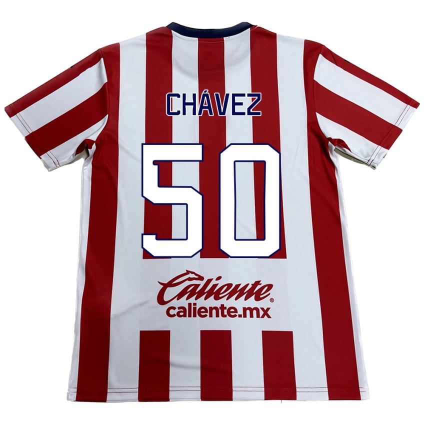 Criança Camisola Mateo Chávez #50 Vermelho Branco Principal 2024/25 Camisa Brasil