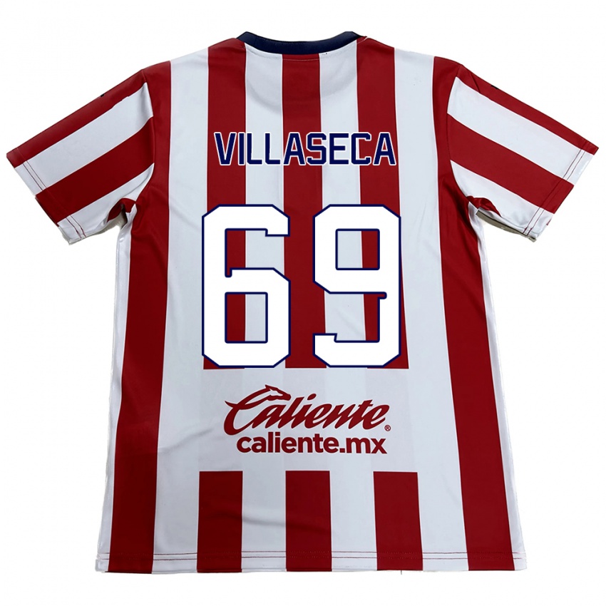 Criança Camisola Daniel Villaseca #69 Vermelho Branco Principal 2024/25 Camisa Brasil