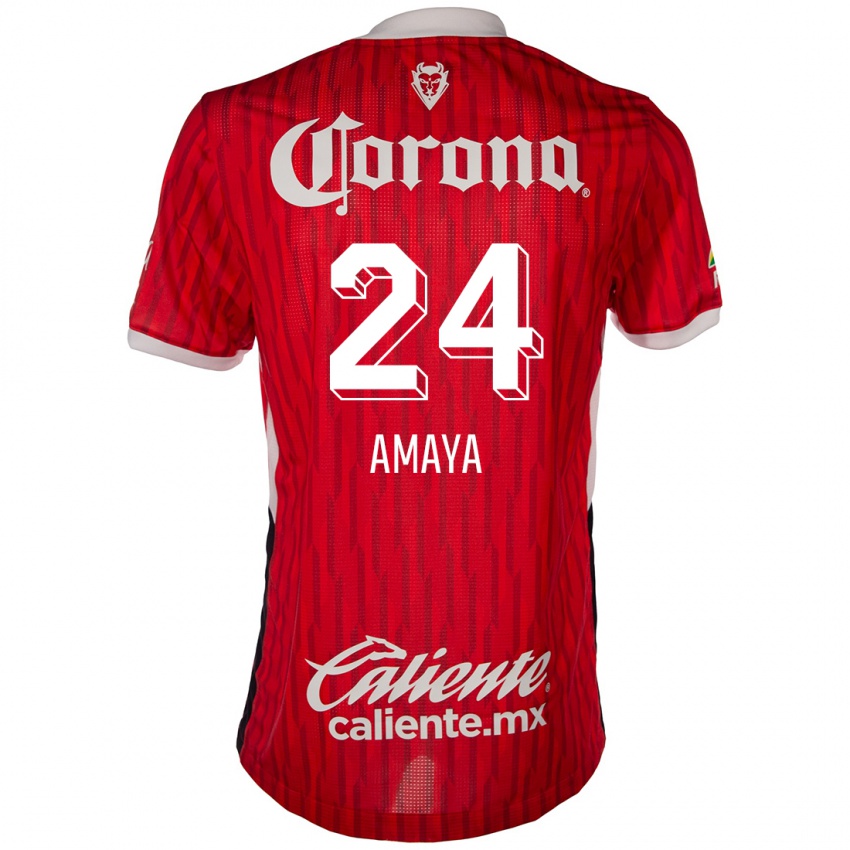 Criança Camisola Frankie Amaya #24 Vermelho Branco Principal 2024/25 Camisa Brasil