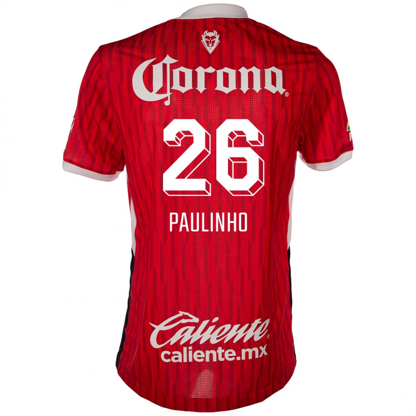 Criança Camisola Paulinho #26 Vermelho Branco Principal 2024/25 Camisa Brasil