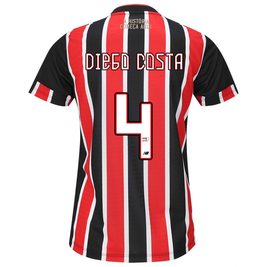 Criança Camisola Diego Costa #4 Preto Vermelho Branco Alternativa 2024/25 Camisa Brasil