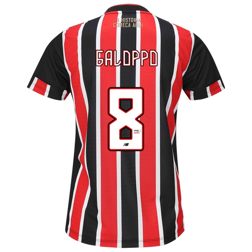 Criança Camisola Giuliano Galoppo #8 Preto Vermelho Branco Alternativa 2024/25 Camisa Brasil