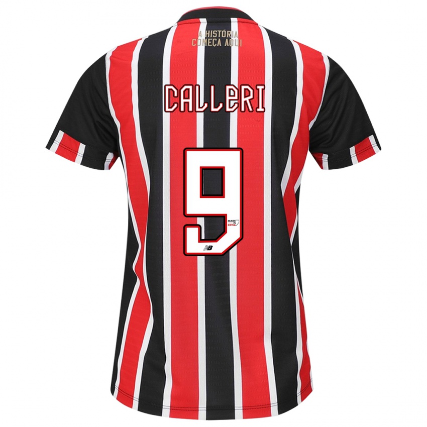 Criança Camisola Jonathan Calleri #9 Preto Vermelho Branco Alternativa 2024/25 Camisa Brasil