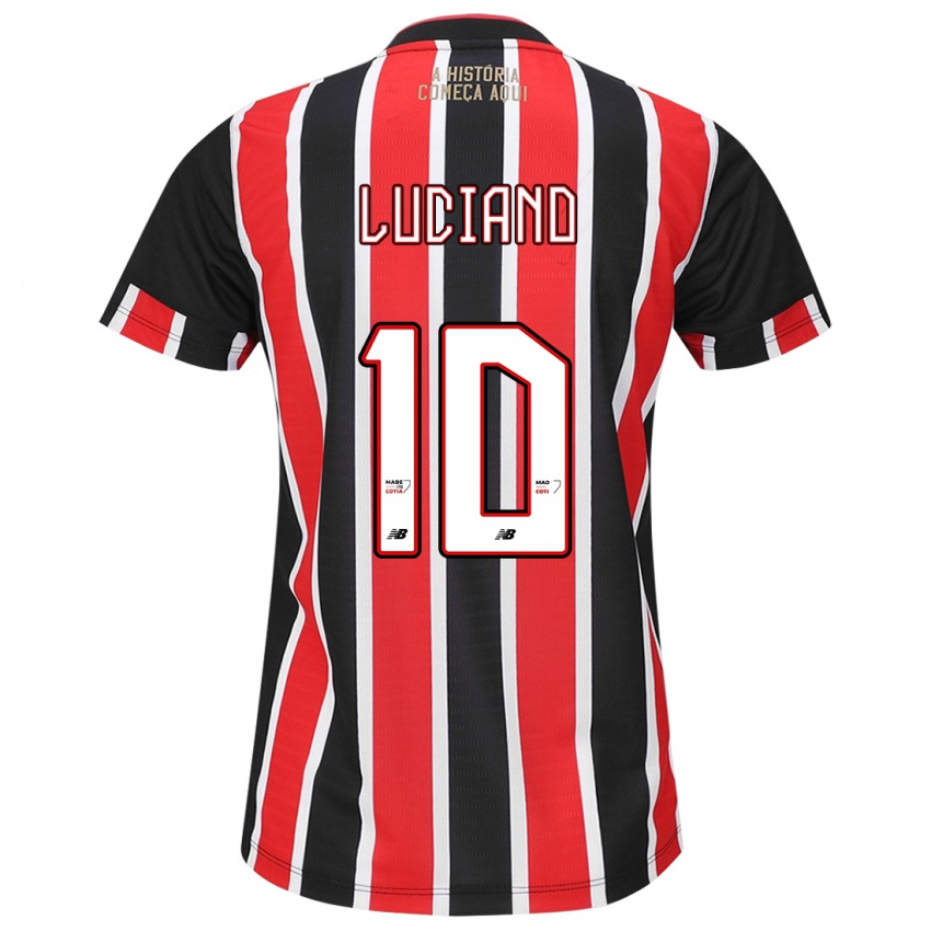 Criança Camisola Luciano #10 Preto Vermelho Branco Alternativa 2024/25 Camisa Brasil