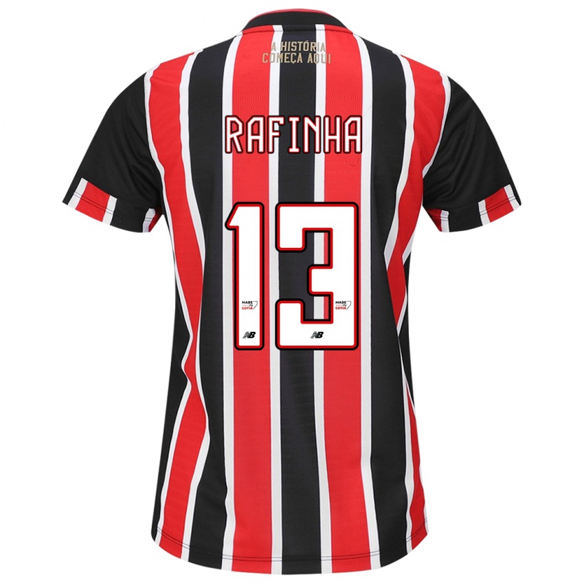 Criança Camisola Rafinha #13 Preto Vermelho Branco Alternativa 2024/25 Camisa Brasil