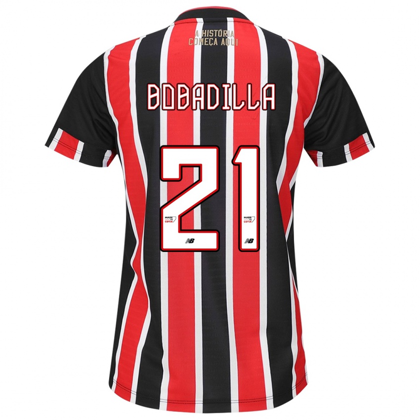 Criança Camisola Damián Bobadilla #21 Preto Vermelho Branco Alternativa 2024/25 Camisa Brasil