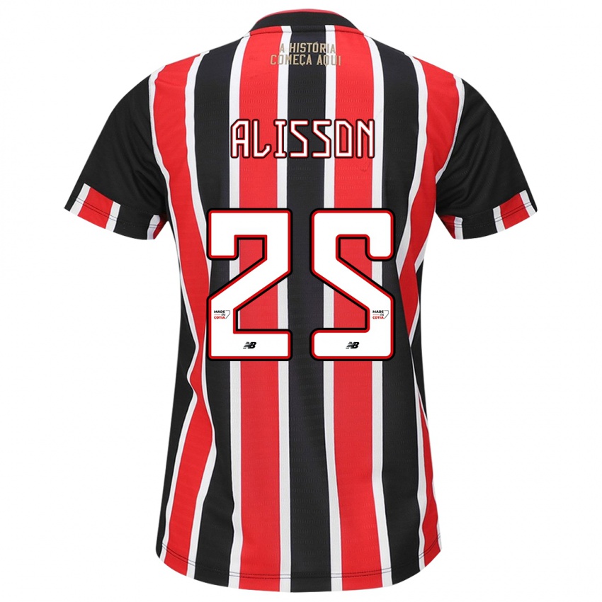 Criança Camisola Alisson #25 Preto Vermelho Branco Alternativa 2024/25 Camisa Brasil