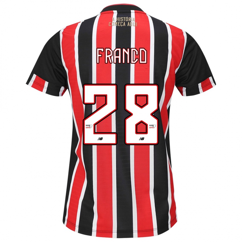 Criança Camisola Alan Franco #28 Preto Vermelho Branco Alternativa 2024/25 Camisa Brasil