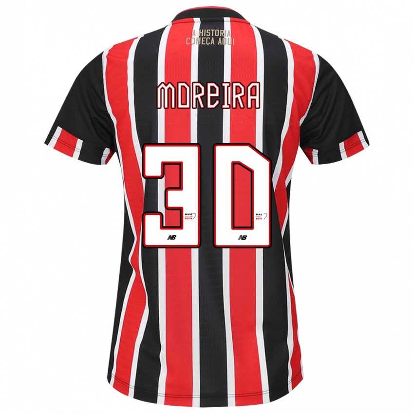 Criança Camisola João Moreira #30 Preto Vermelho Branco Alternativa 2024/25 Camisa Brasil