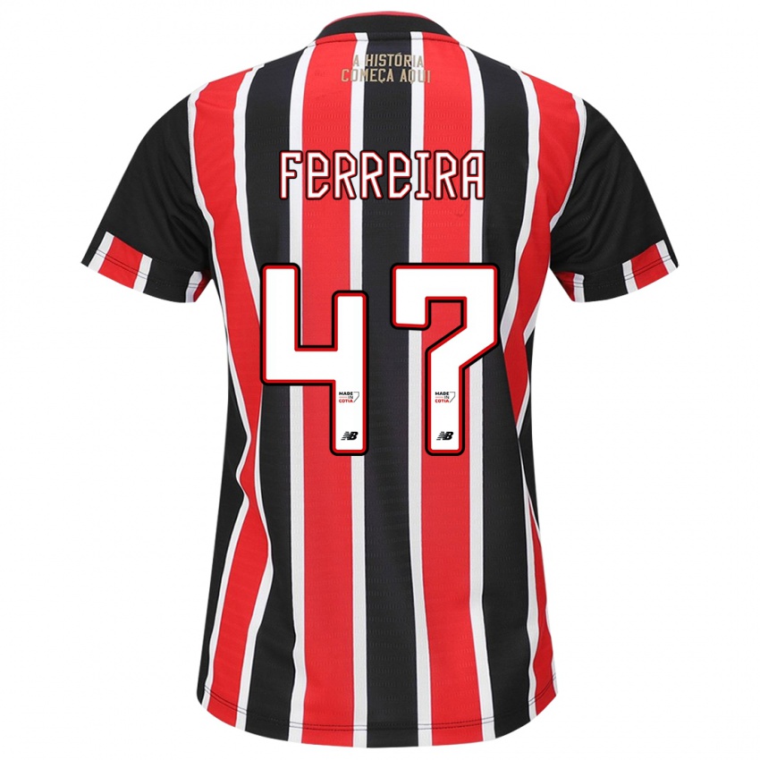 Criança Camisola Ferreira #47 Preto Vermelho Branco Alternativa 2024/25 Camisa Brasil