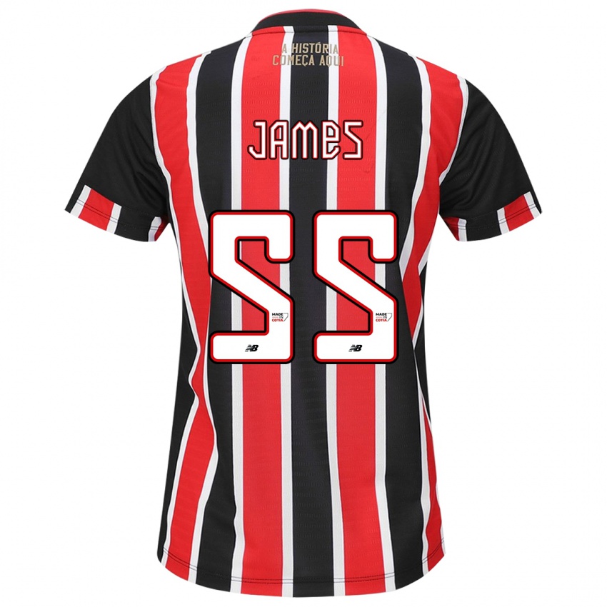 Criança Camisola James Rodríguez #55 Preto Vermelho Branco Alternativa 2024/25 Camisa Brasil