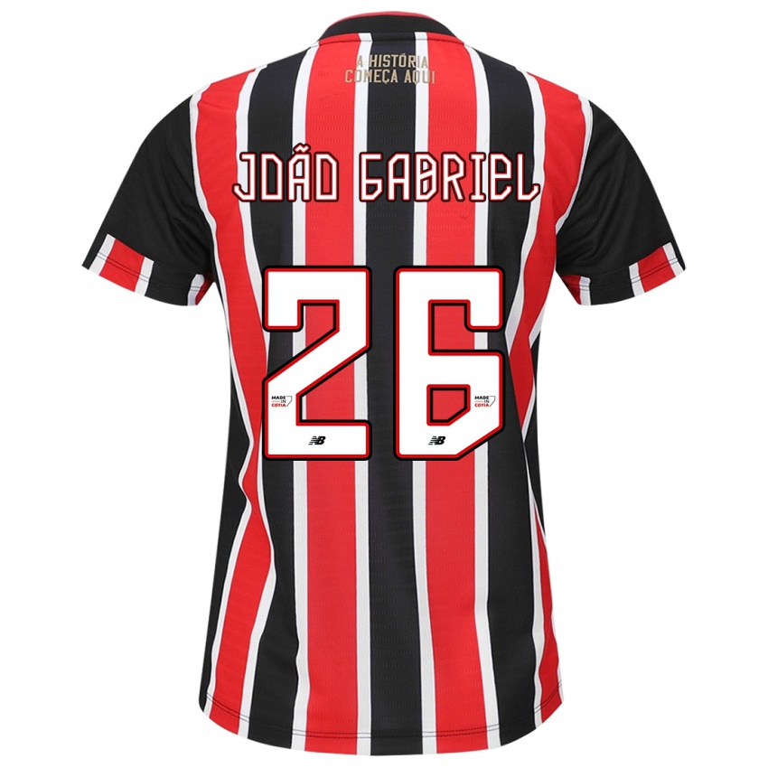 Criança Camisola João Gabriel #26 Preto Vermelho Branco Alternativa 2024/25 Camisa Brasil