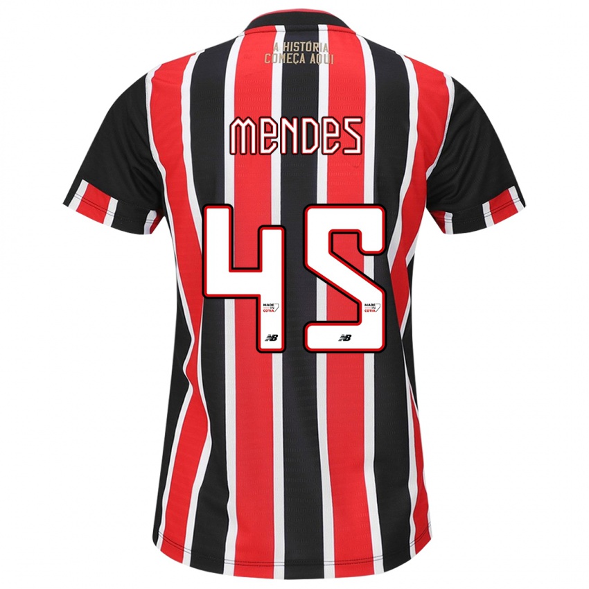 Criança Camisola Nathan Mendes #45 Preto Vermelho Branco Alternativa 2024/25 Camisa Brasil